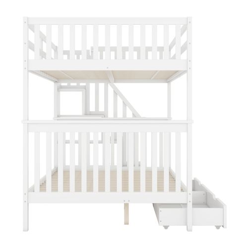 Lit Superposé 2 X 140 X 200cm Avec 2 Tiroirs Blanc