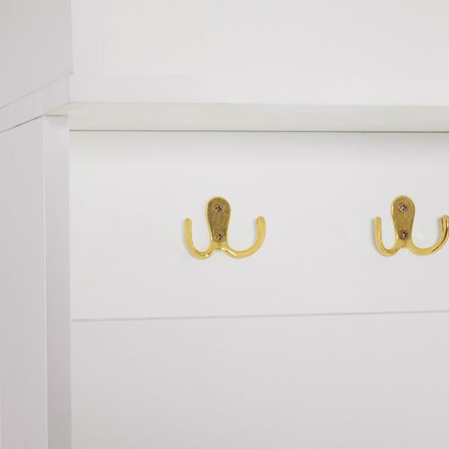 Vestiaire Avec 3 Portes, 6 Crochets Et Un Banc à Chaussures Blanc