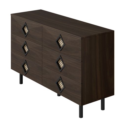 Commode Avec 6 Tiroirs Marron