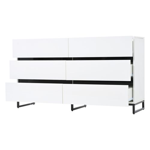 Commode Avec 6 Tiroirs Et Pieds En Métal Blanc