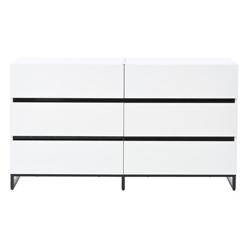 Commode Avec 6 Tiroirs Et Pieds En Métal Blanc