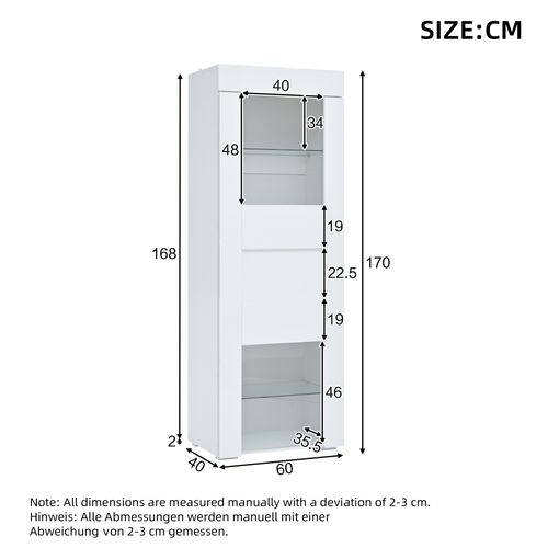 Vitrine Avec LED Et 1 Porte Blanc