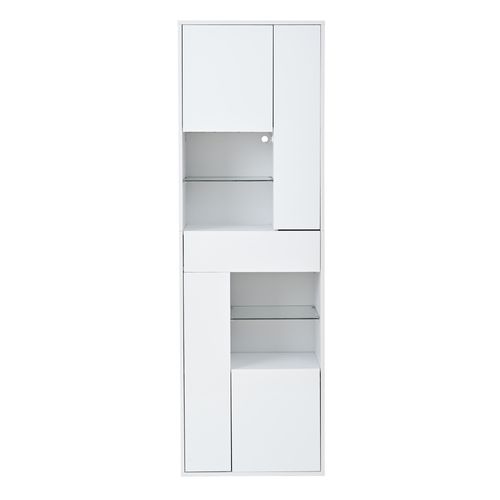 Vitrine Avec LED, 4 Porets, 4 Niches Et 1 Tiroir Blanc