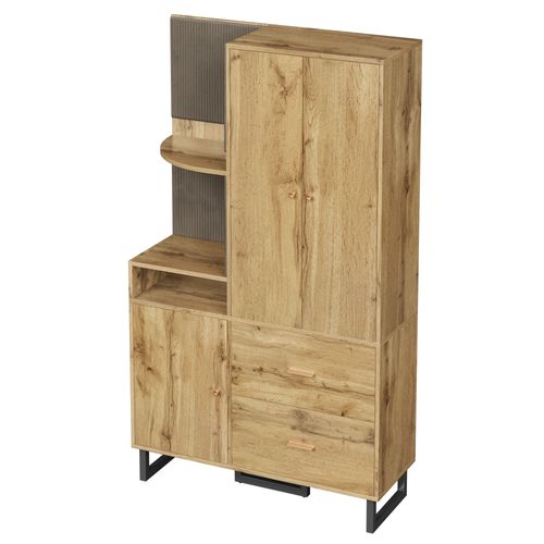 Armoire Avec 3 Portes Et 2 Tiroirs Couleur Bois