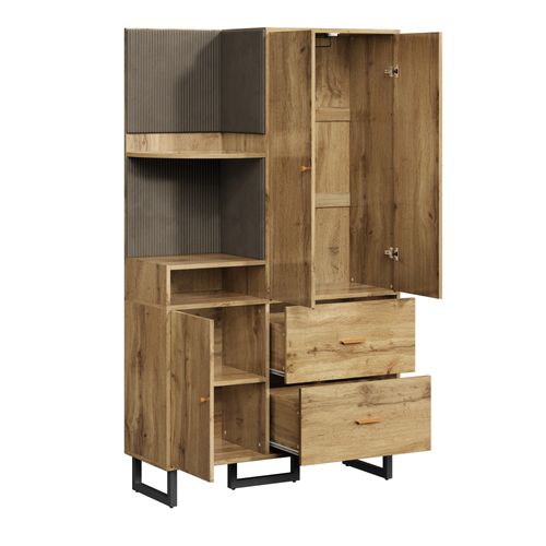 Armoire Avec 3 Portes Et 2 Tiroirs Couleur Bois