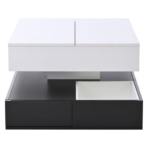 Table Basse Avec Un Bureau Rotatif Et Réglable à 360 Degrés Et 2 Tiroirs Noir