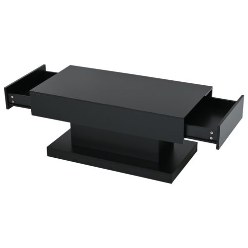 Table Basse Avec LED Et 2 Tiroirs Noir