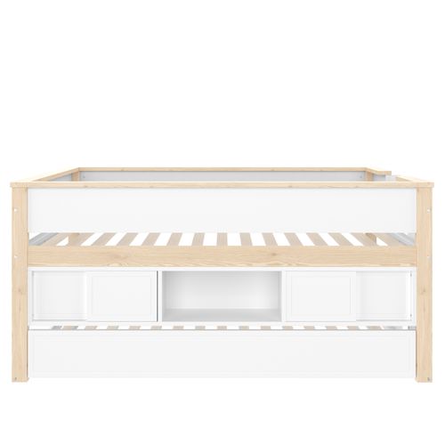 Lit Gigogne 90x200cm + 90x190cm Avec Plusieurs Étagères Blanc + Imitation Chêne