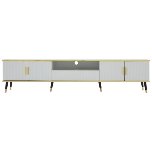 Meuble TV Avec 4 Portes, 1 Tiroir Et 1 Niche Blanc