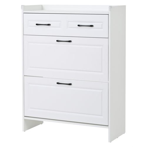 Meuble à Chaussures Avec 2 Portes Et 1 Tiroir Blanc