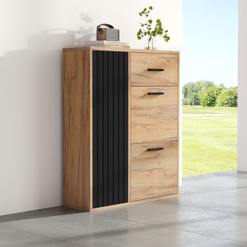 Meuble à Chaussures Avec 3 Portes Et 1 Tiroir Marron