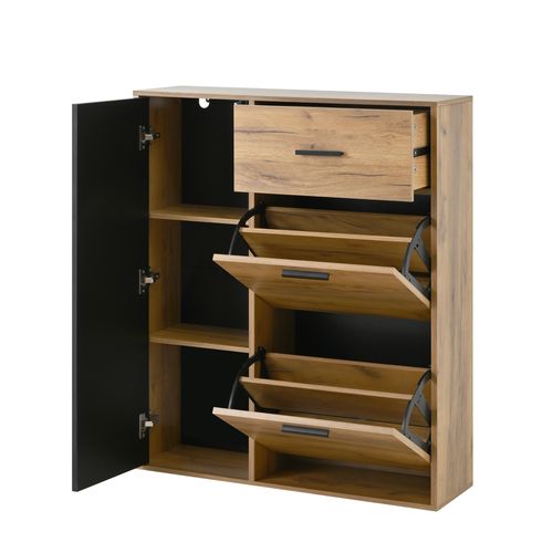 Meuble à Chaussures Avec 3 Portes Et 1 Tiroir Marron