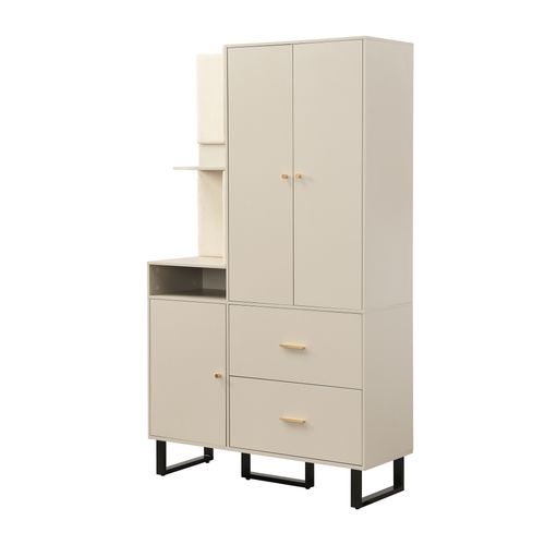 Armoire Avec 3 Portes Et 2 Tiroirs Beige