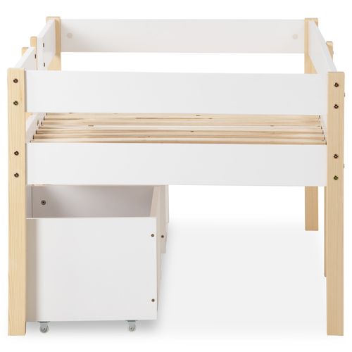 Lit Enfant 90 X 200 Cm Blanc Et Chêne