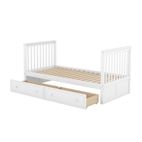 Lit Superposé Convertible 2 X 90 X 200cm En Blanc Avec 2 Tiroirs