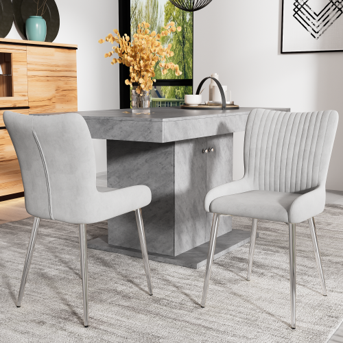 Lot De 2 Chaises Avec Pieds En Métal En Velours Gris