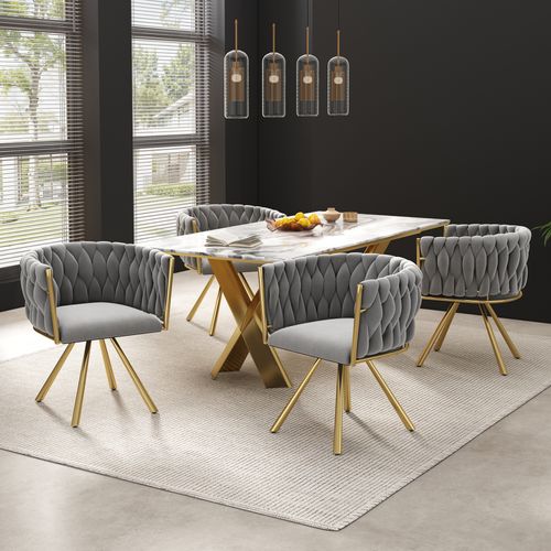 Lot De 2 Chaise Dactylo Pivotante à 360° Avec Pieds En Métal Velours Gris