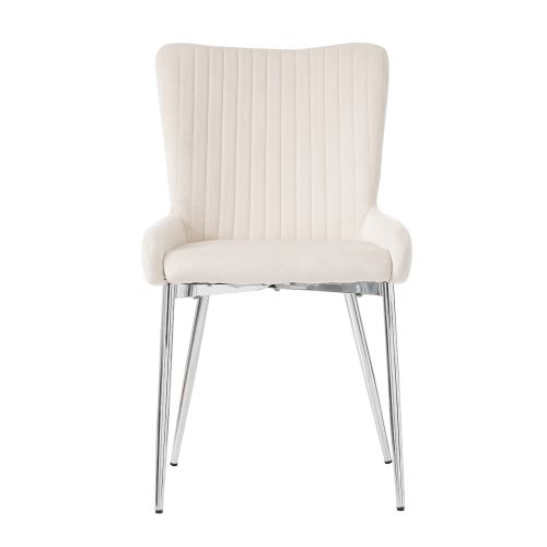 Lot De 2 Chaises Avec Pieds En Métal En Velours Beige