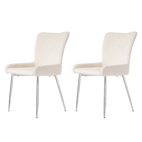 Lot De 2 Chaises Avec Pieds En Métal En Velours Beige