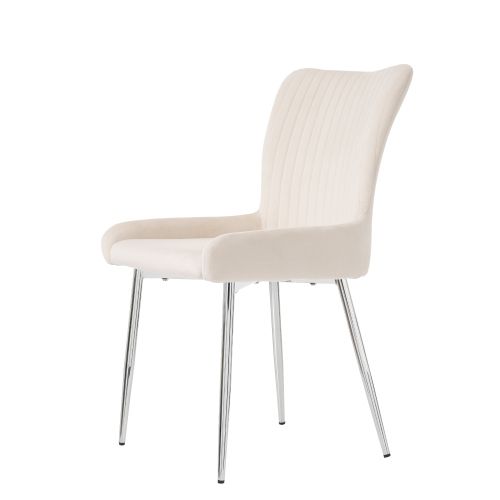 Lot De 2 Chaises Avec Pieds En Métal En Velours Beige