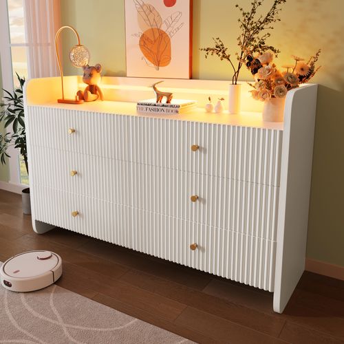 Commode Avec 6 Tiroirs Et LED Blanc