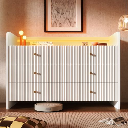 Commode Avec 6 Tiroirs Et LED Blanc