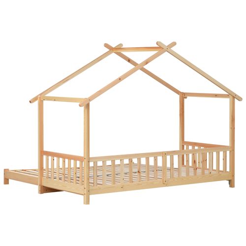 Lit Gigogne Lit Cabane 180/90 X 200cm En Naturel