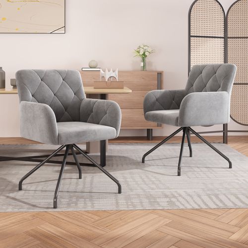 Chaise Lot De 2 Gris Clair Velours