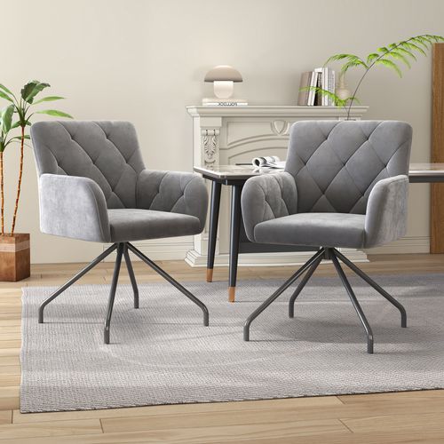 Chaise Lot De 2 Gris Clair Velours