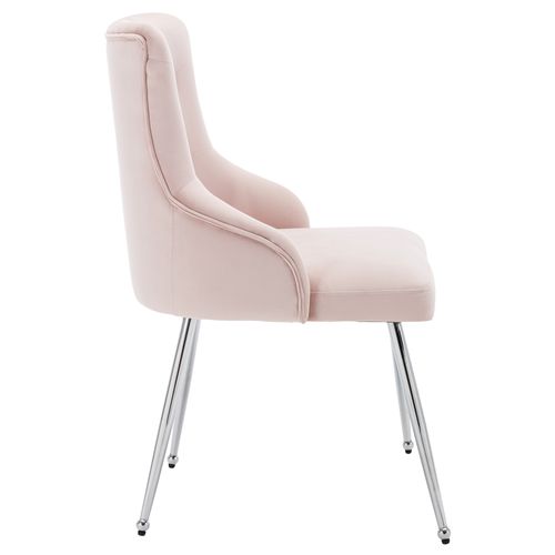 Fauteuil Velours Rose Lot De 2 Chaise De Salle à Manger Avec Coussin Lombaire Et Pieds En Métal