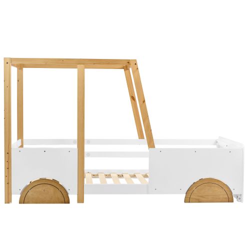 Lit Enfant Jeep 90x200 Cm, Blanc+naturel