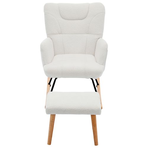 Rocking-chair Fauteuil à Bascule Avec 1 Repose-pieds Blanc