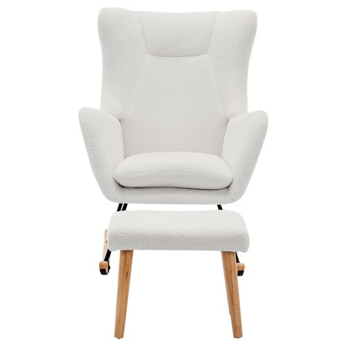 Rocking-chair Fauteuil à Bascule Avec 1 Repose-pieds Blanc