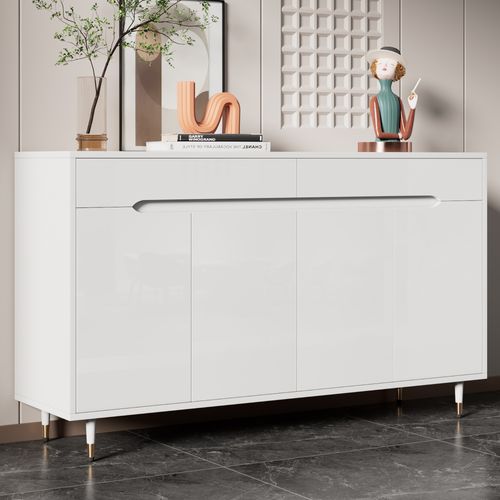 Meuble à Chaussures Avec 4 Portes Et 2 Tiroirs Blanc