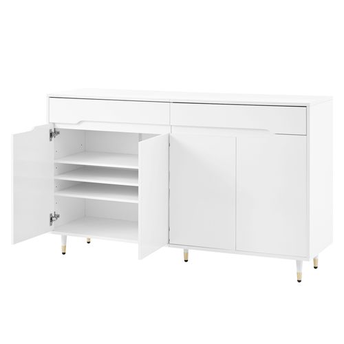 Meuble à Chaussures Avec 4 Portes Et 2 Tiroirs Blanc