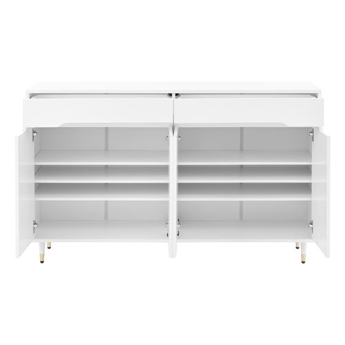 Meuble à Chaussures Avec 4 Portes Et 2 Tiroirs Blanc