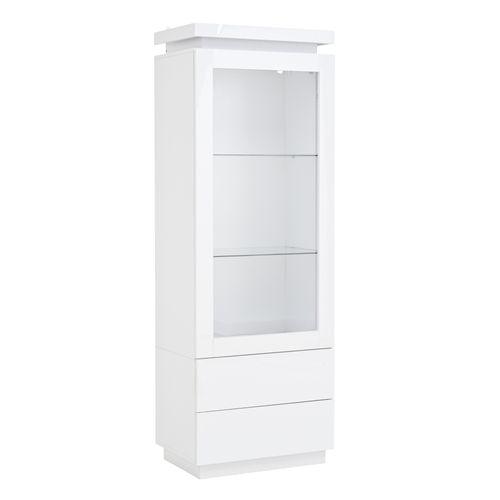 Vitrine Avec LED, 1 Porte Et 2 Tiroirs Blanc