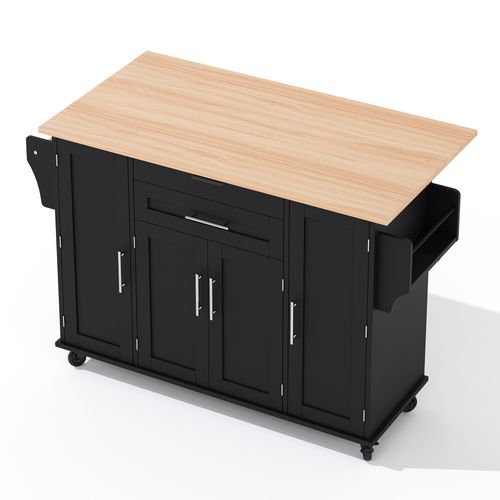 Ilot Central Cuisine Comptoir Avec 4 Portes Et 1 Tiroir Noir