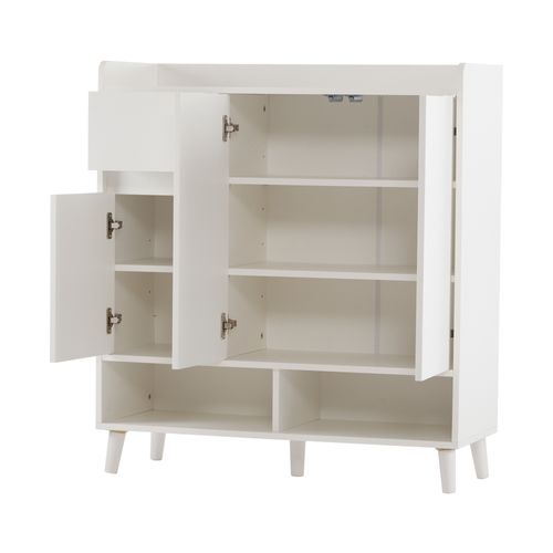 Meuble à Chaussures Avec 3 Portes Et 1 Tiroir Blanc