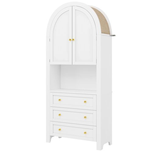 Buffet De Cuisine Avec 2 Portes Et 3 Tiroirs Blanc