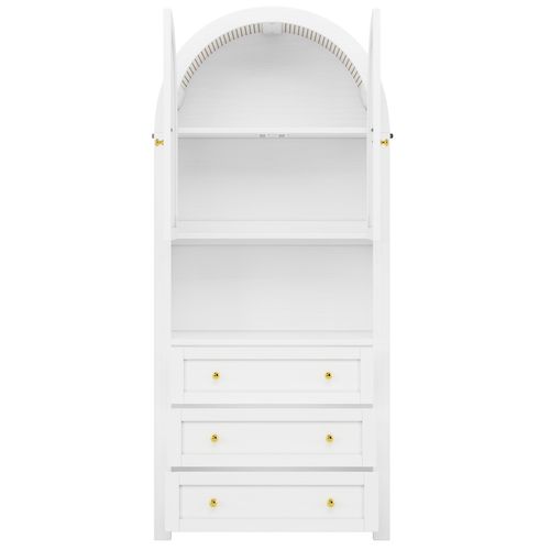 Buffet De Cuisine Avec 2 Portes Et 3 Tiroirs Blanc