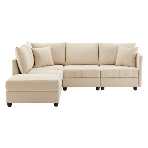 Canapé Angle Fixe 4-5 Places Lin Beige