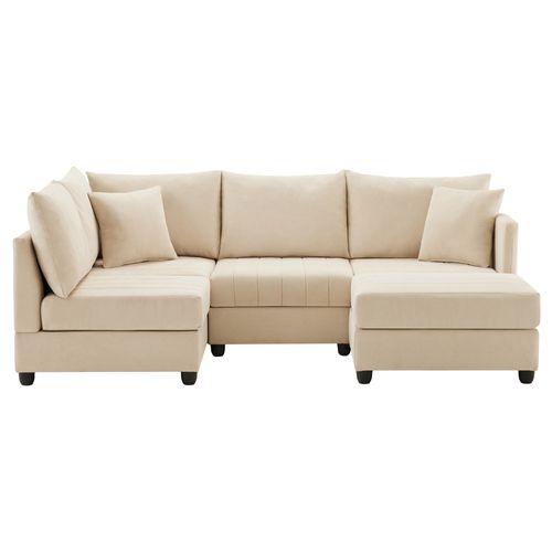 Canapé Angle Fixe 4-5 Places Lin Beige