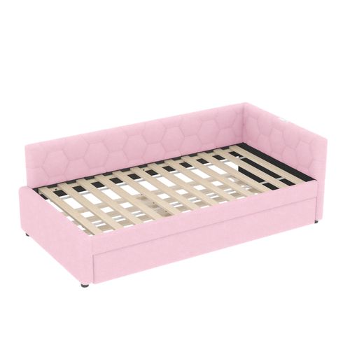 Lit Gigogne 90 X 200cm Avec USB Velours Rose