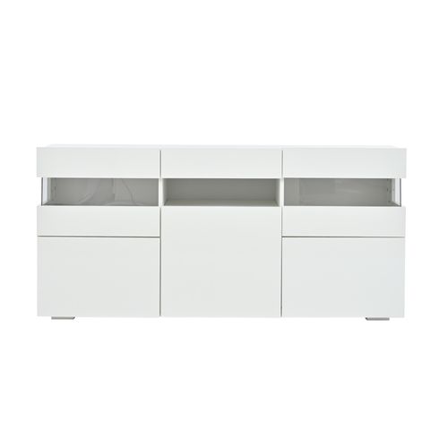 Buffet Avec LED, 3 Portes Et 1 Niche Blanc
