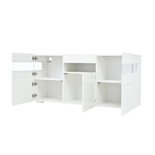 Buffet Avec LED, 3 Portes Et 1 Niche Blanc