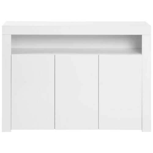 Buffet Avec LED, 3 Portes Et 1 Niche Blanc