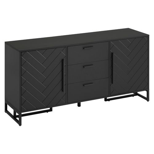 Buffet Avec 2 Portes Et 3 Tiroirs Noir