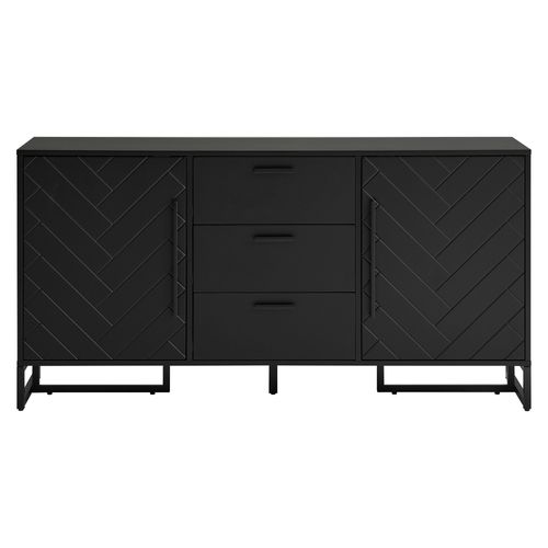Buffet Avec 2 Portes Et 3 Tiroirs Noir