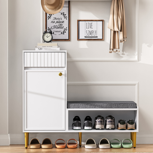 Meuble à Chaussures Avec 1 Tiroir Et 1 Porte Blanc